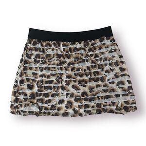 Justice Leopard Print Tiered Ruffle Skort Mini Skirt Black Brown Girls 7